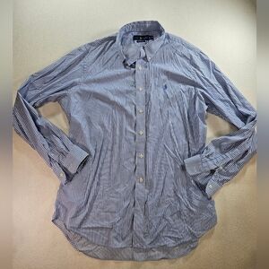 Ralph Lauren Performance XL Blue Stripe Nylon Stretch Shirt